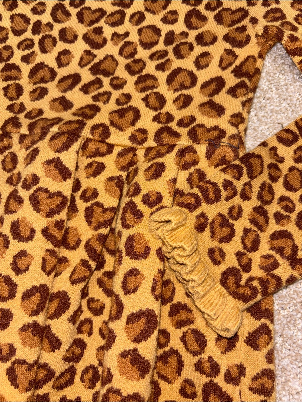 Rachel Zoe Girls' Leopard Print Knit Dress in Mustard and Brown - Picture 2 of 3